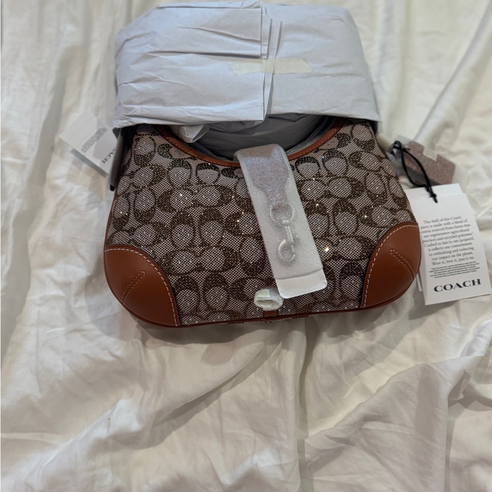Coach Hampton Signature Shoulder Bag in Crystal Jacquard
